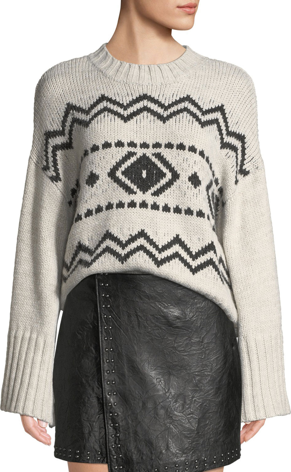 cupcakes and cashmere Harden Jacquard Graphic Pullover Sweater