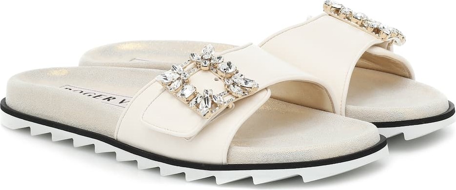 Roger Vivier Slidy Viv' Mini Broche leather sandals