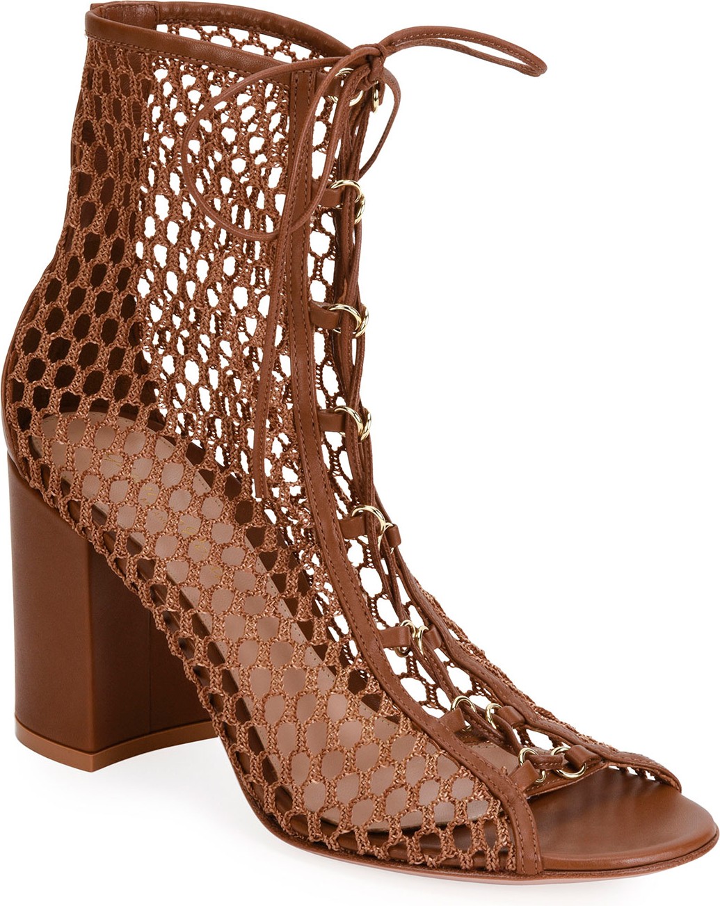 Gianvito Rossi Fishnet Lace-Up Booties