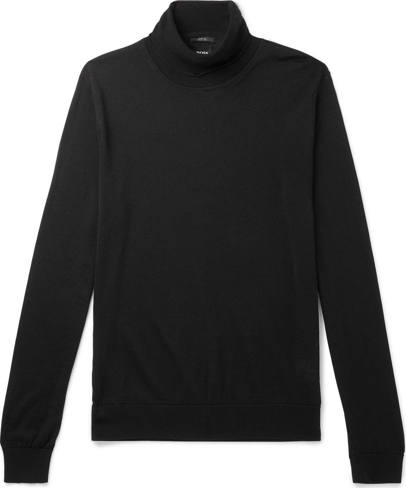 HUGO BOSS Virgin Wool and Silk-Blend Rollneck Sweater