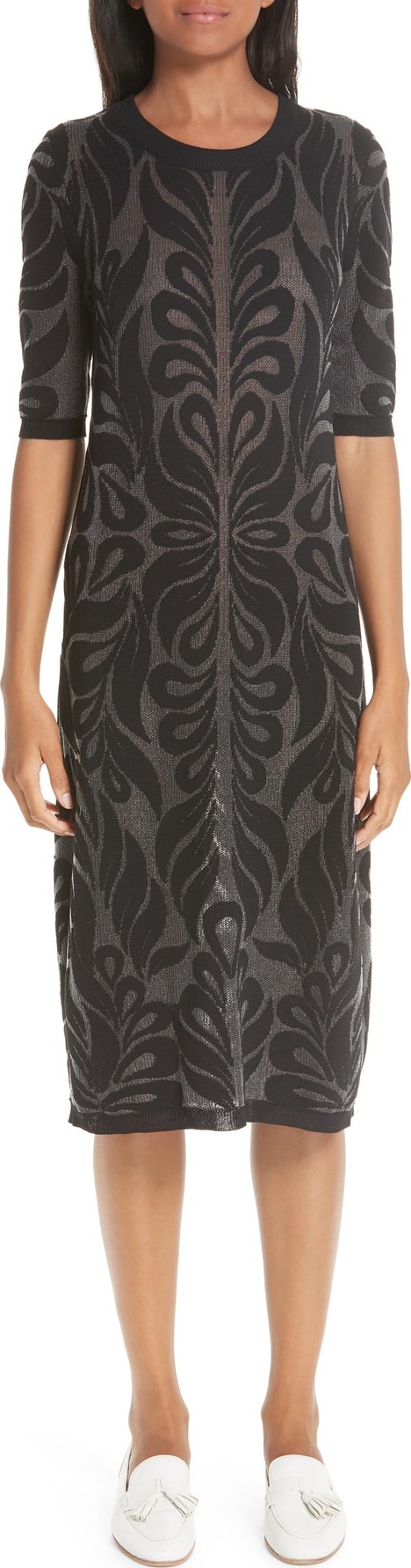 Partow Intarsia Knit Wool Midi Dress