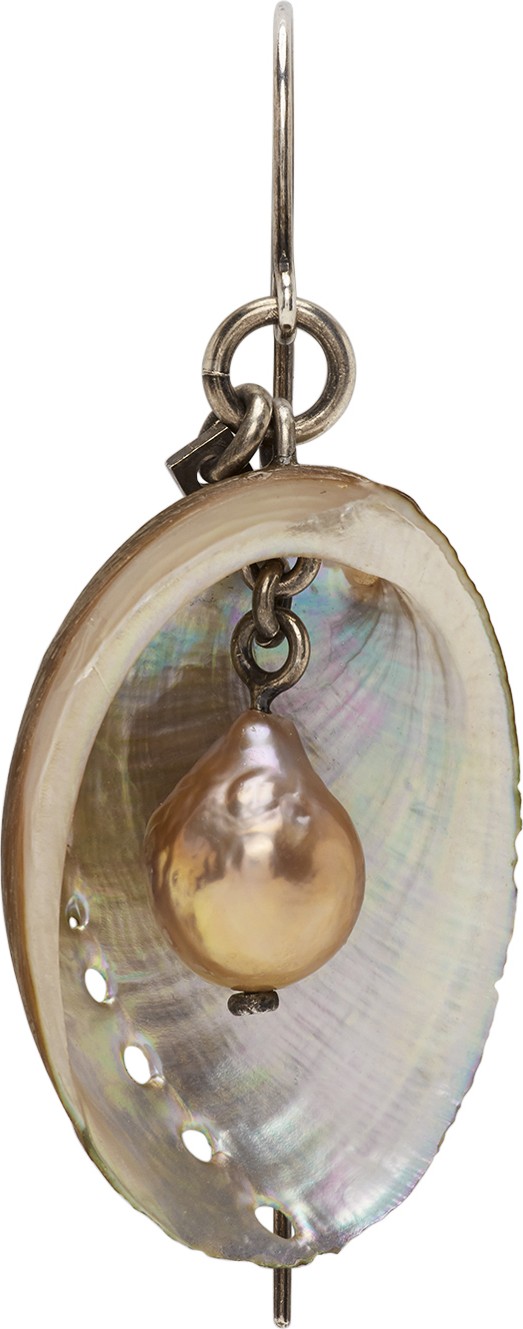 Ann Demeulemeester Silver Seashell & Pearl Single Earring