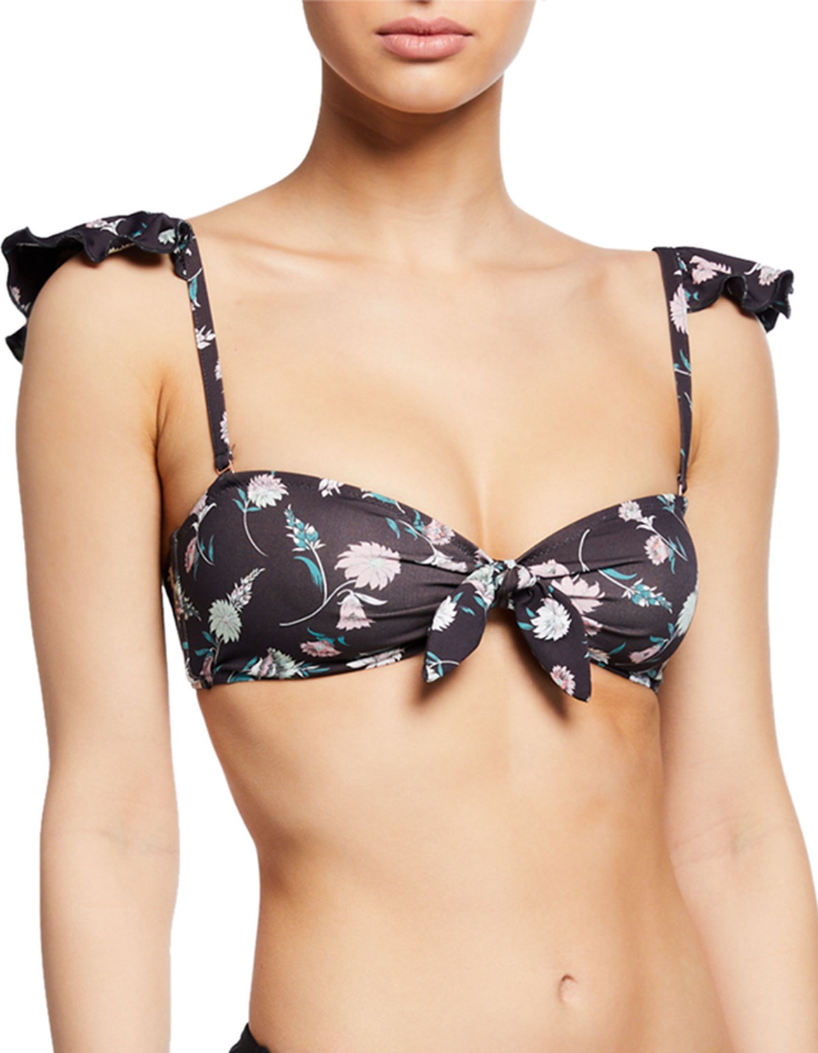 Eberjey Lily Floral Tie-Front Bandeau Bikini Top