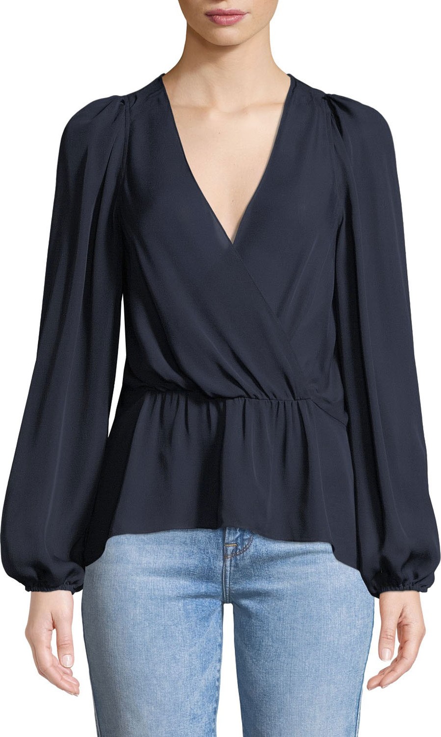 A.L.C. Eli Surplice Button-Back Silk Top