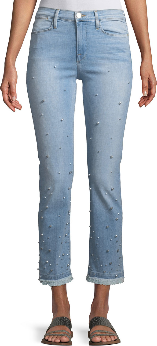 FRAME DENIM Le High Pearl Straight-Leg Cropped Jeans