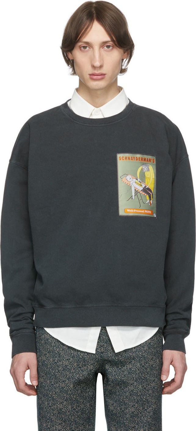 Schnayderman's Black Oversized 'Well-Pressed Pete' Sweatshirt