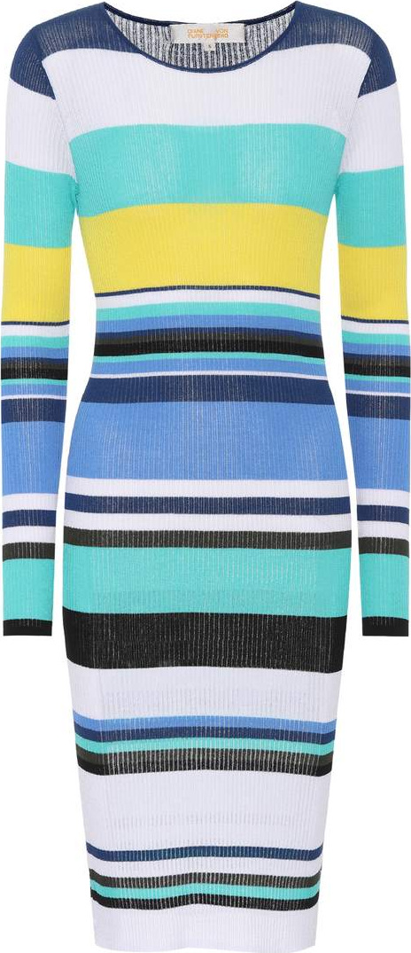 DIANE von FURSTENBERG Striped rib-knit midi dress