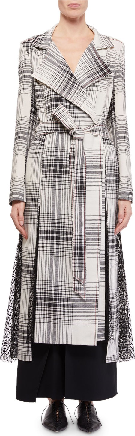 Roland Mouret Drummond Plaid Cotton Trench Coat