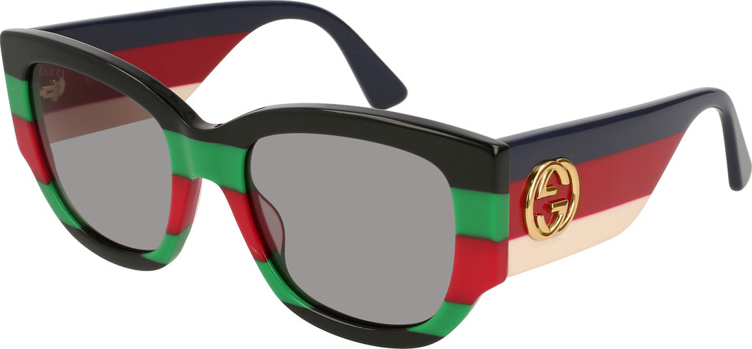 Gucci Dual-Striped Oversized Rectangle Sunglasses