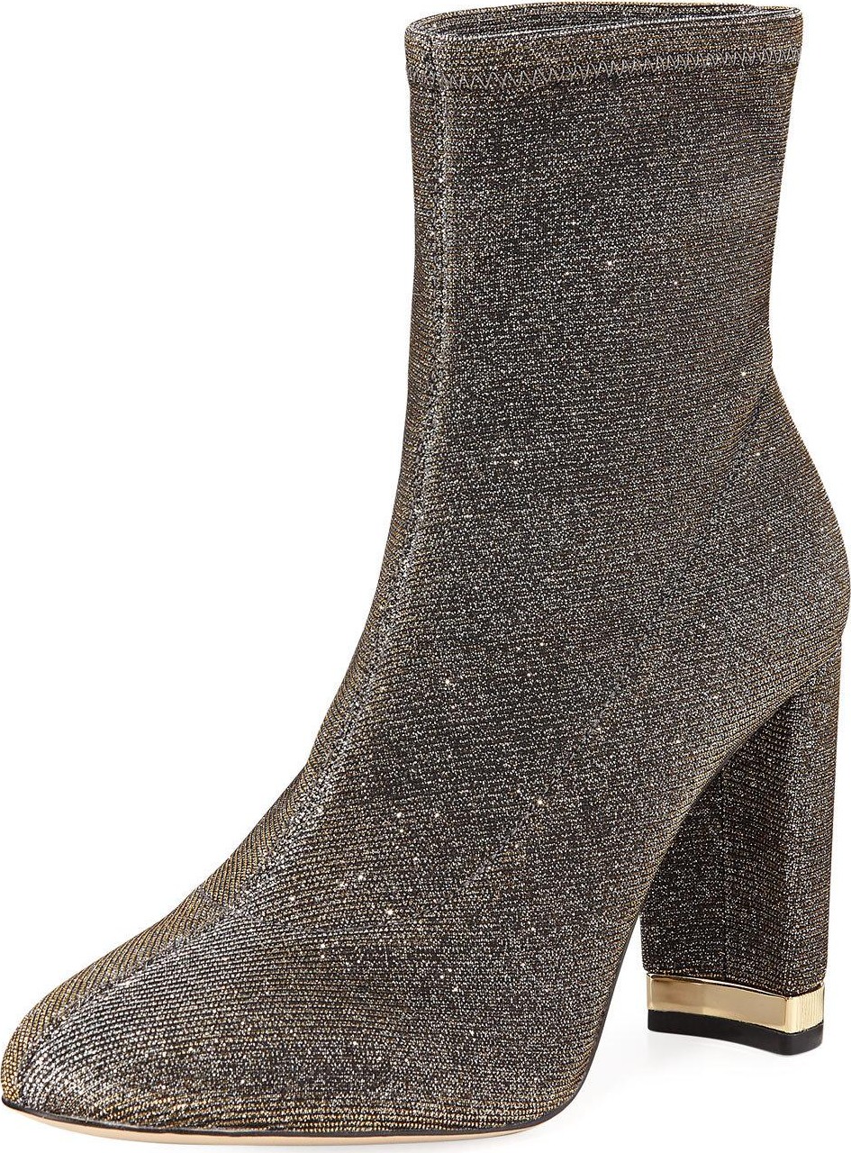 MICHAEL MICHAEL KORS Mandy Glitter Mesh Block-Heel Sock Booties