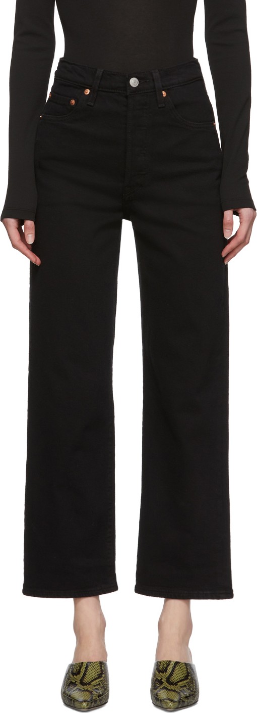 LEVI’S Black Ribcage Straight Ankle Jeans