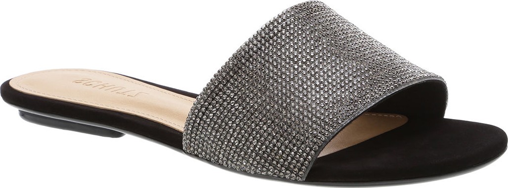 Schutz Queren Embellished Flat Slide Sandals