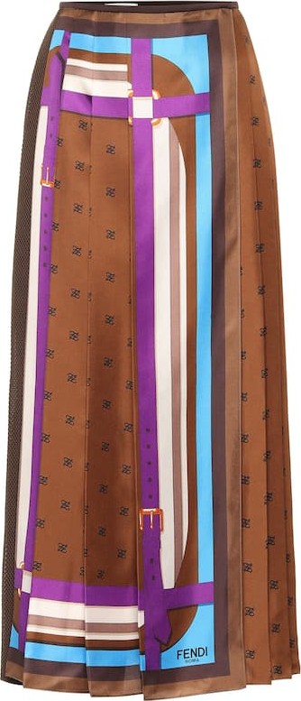Fendi Printed silk midi skirt