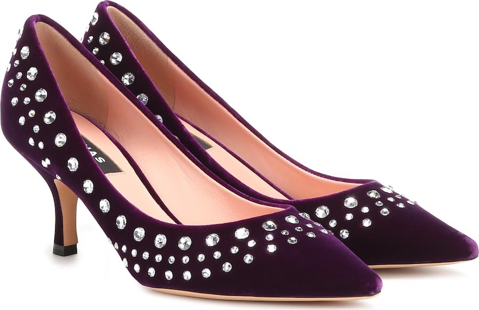 ROCHAS Embellished velvet pumps