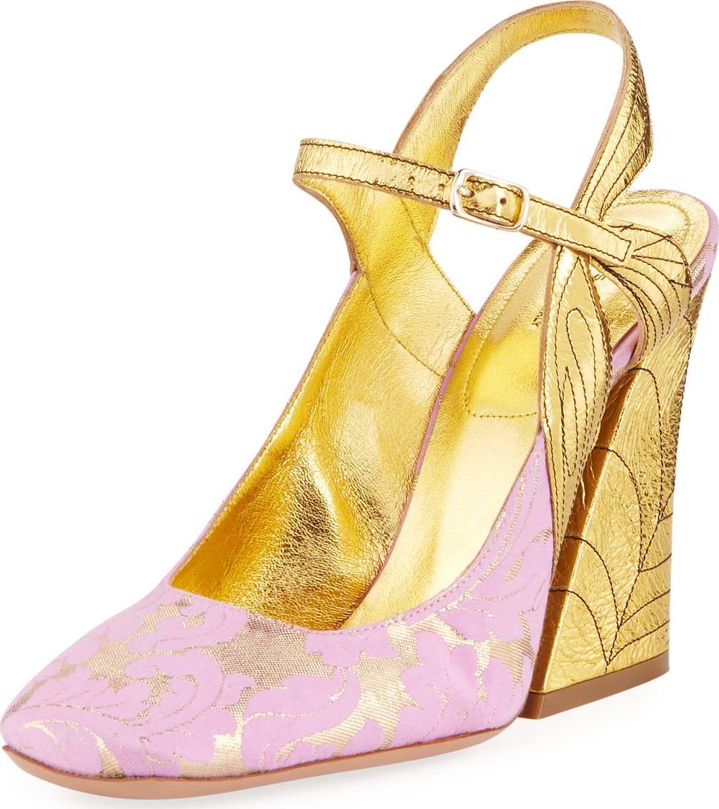 Dries Van Noten Metallic Flare-Heel Pumps