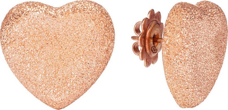 Carolina Bucci 18k Pink Gold Florentine Heart Stud Earrings
