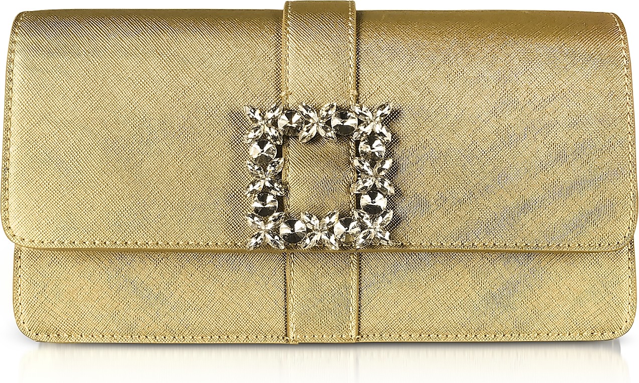 Ermanno Scervino Saffiano Eco-Leather Crystals Clutch
