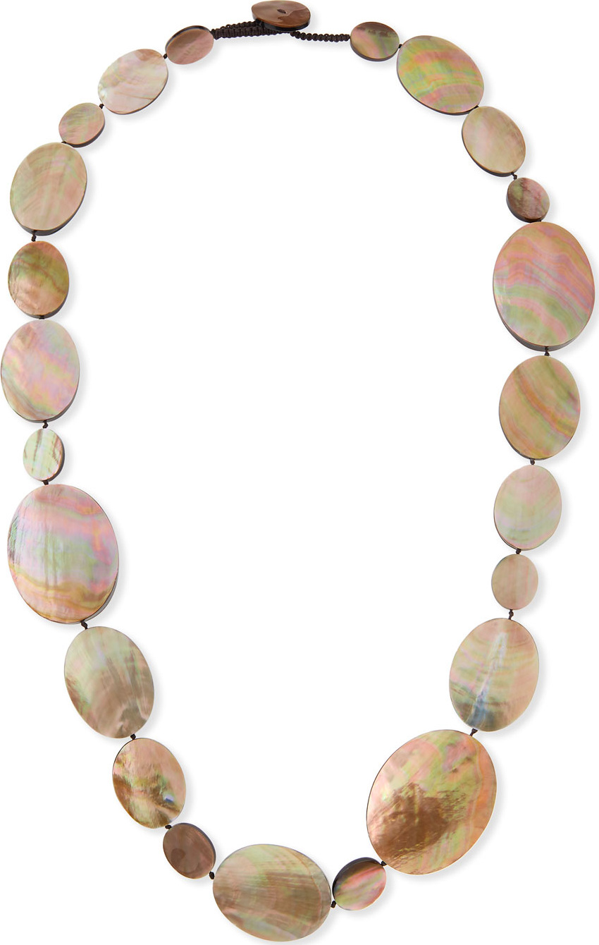 Viktoria Hayman Long Shell Disc Necklace, 44"