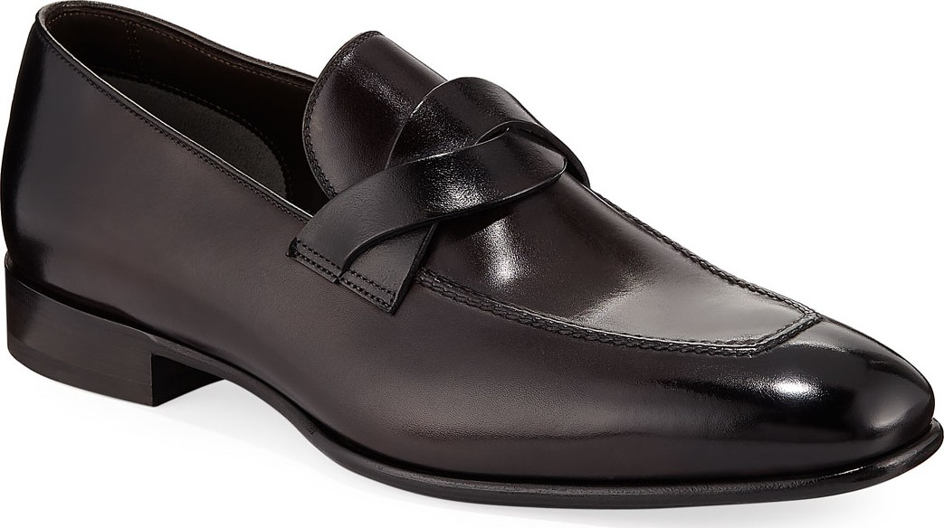 TOM FORD Twist-Front Leather Loafer