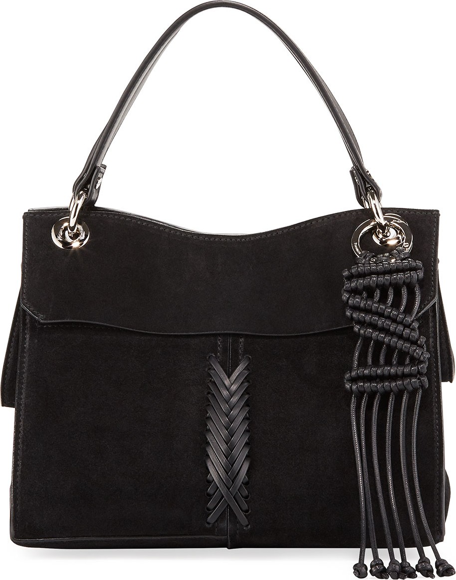 Proenza Schouler Curl Light-Suede Satchel Bag with Crochet