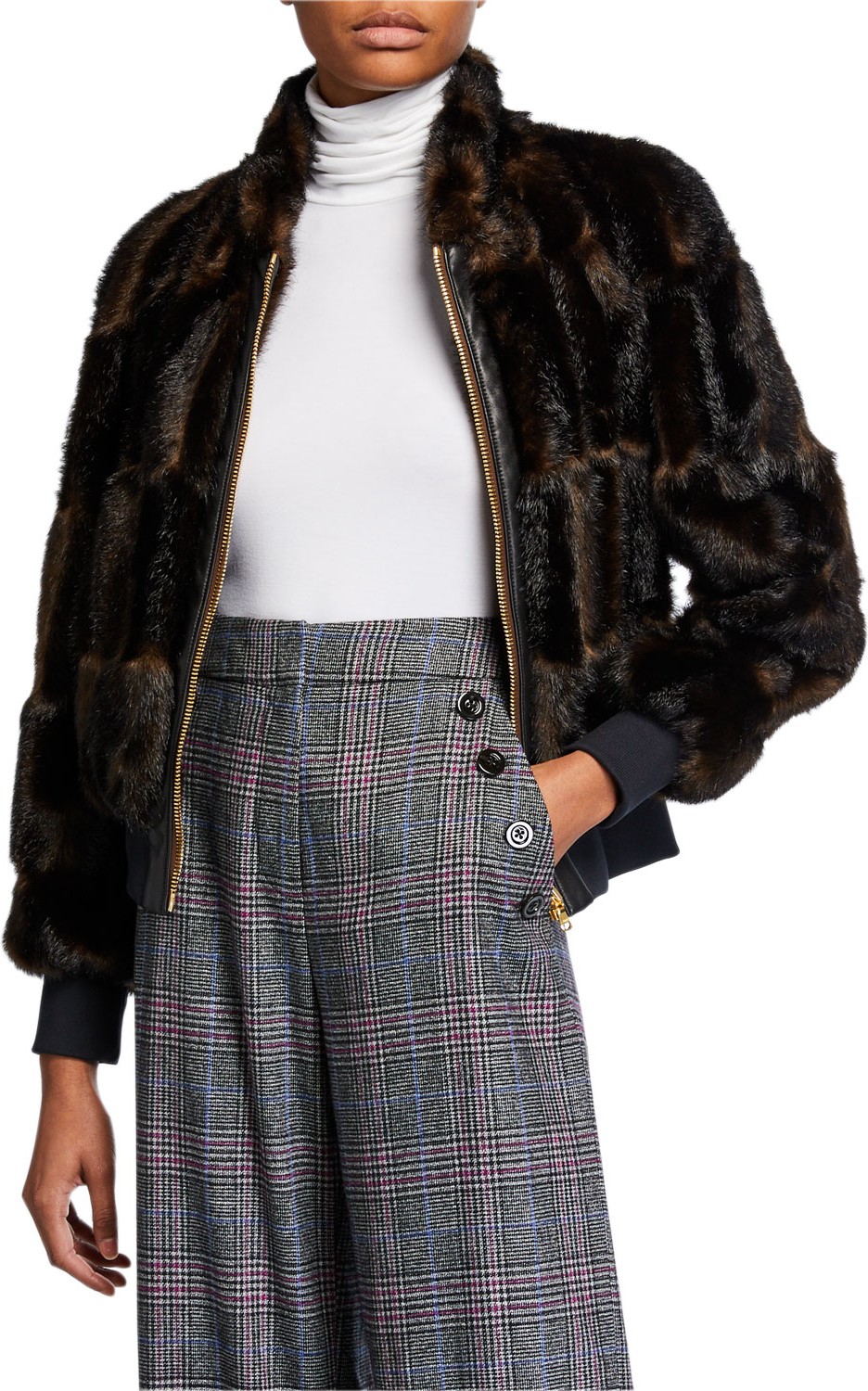 Veronica Beard Bellfire Faux-Fur Bomber Jacket