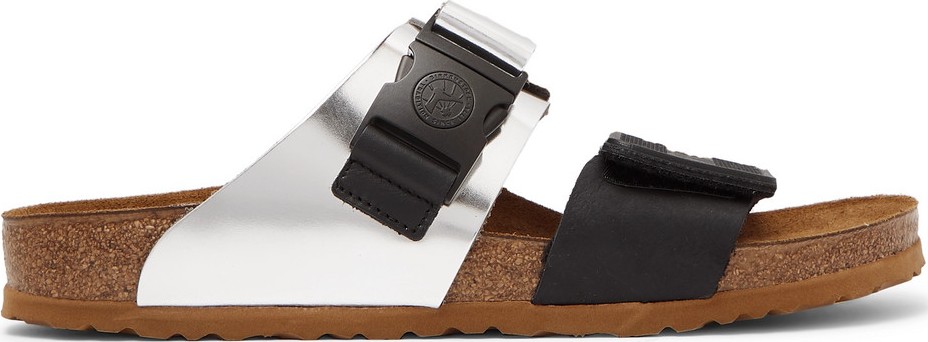 Rick Owens + Birkenstock Rotterdam Metallic Leather and Rubber Sandals