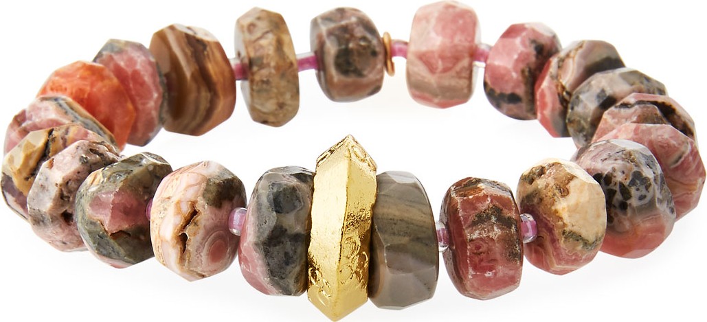 Devon Leigh 18k Rhodonite Rondelle Stretch Bracelet