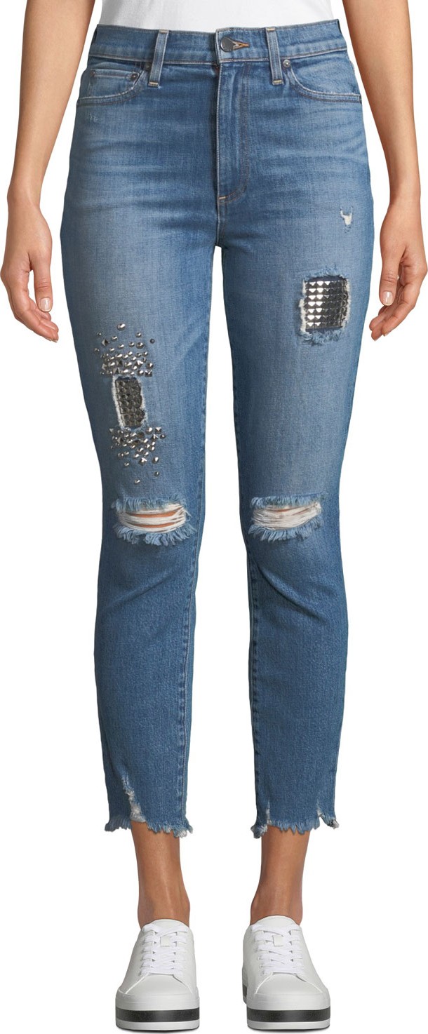 AO.LA by alice + olivia Good High-Rise Studded Ankle Skinny Jeans