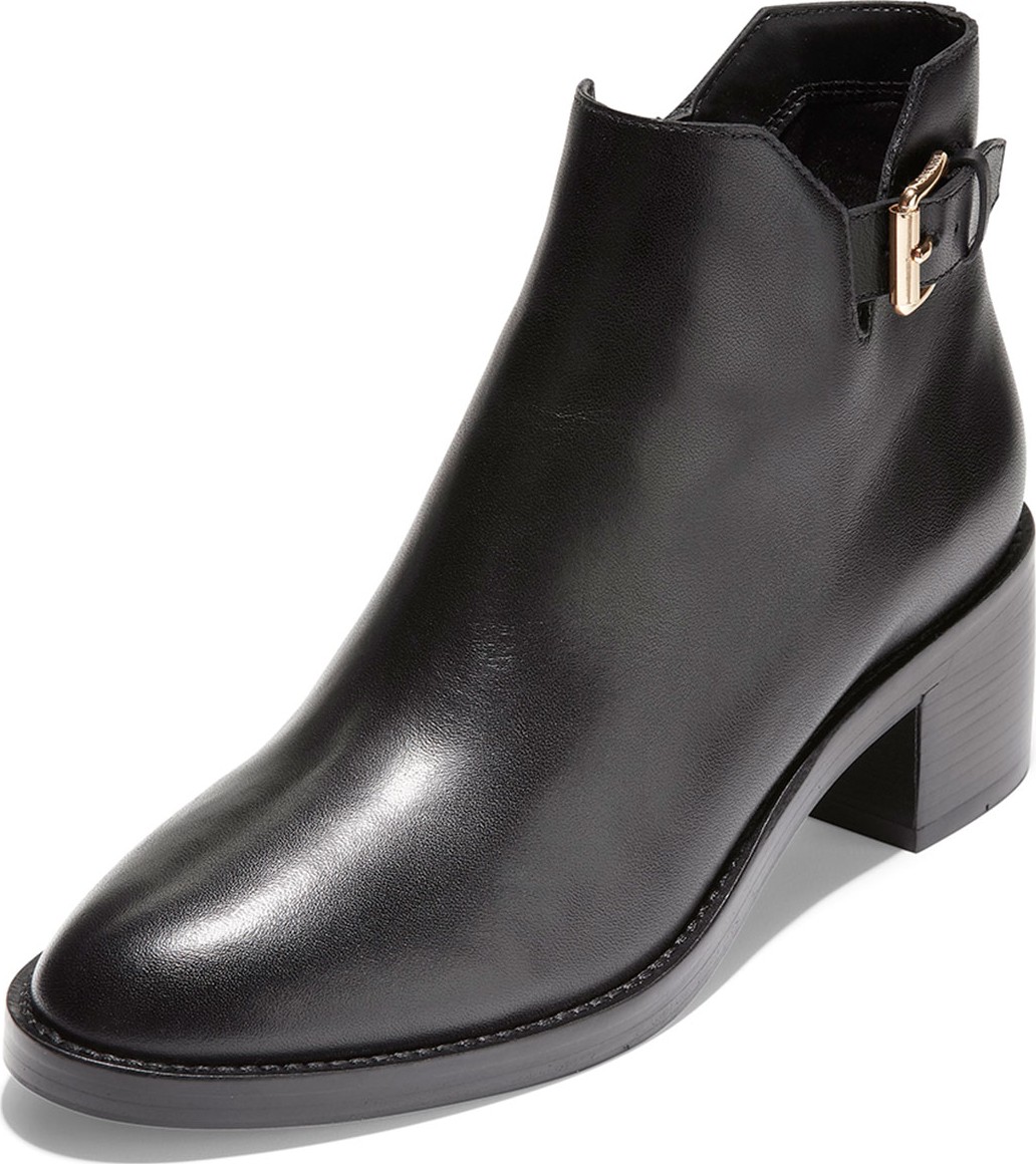 Cole Haan Harrington Grand 360 Low-Heel Leather Buckle Booties