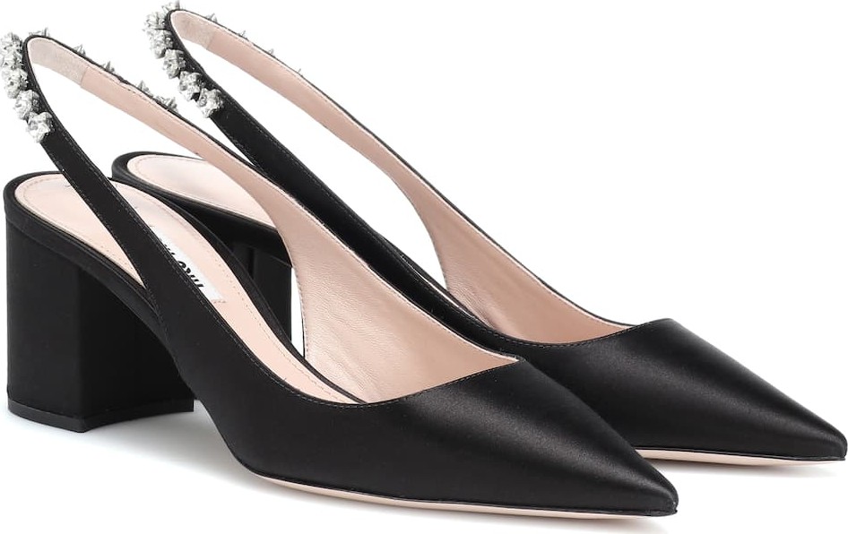 Miu Miu Embellished satin pumps