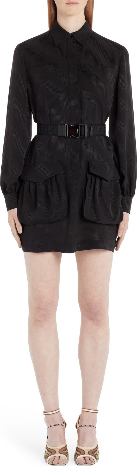 Fendi Belted A-Line Shirtdress
