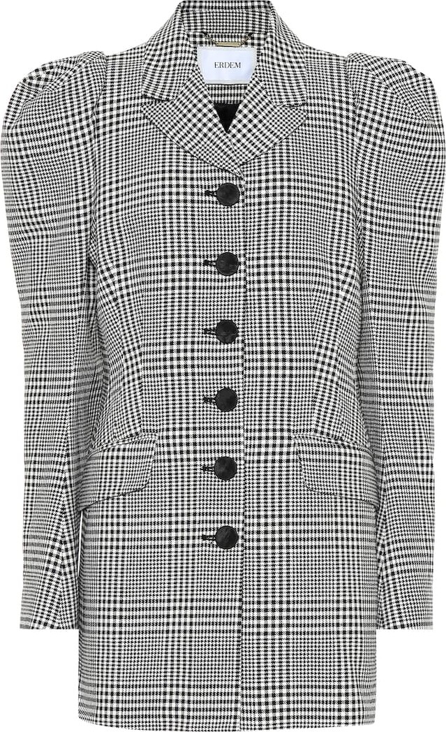 Erdem Alfreda checked cotton-blend blazer