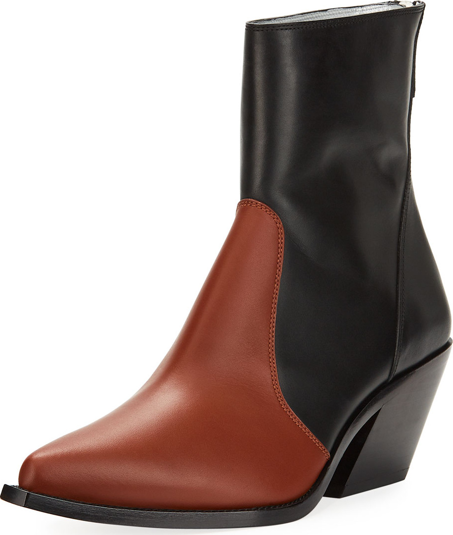 Givenchy Bicolor Leather Cowboy Booties