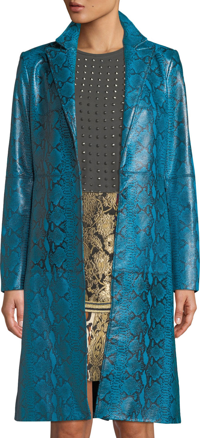 Alice + Olivia Logan Leather Oversized-Collar Coat