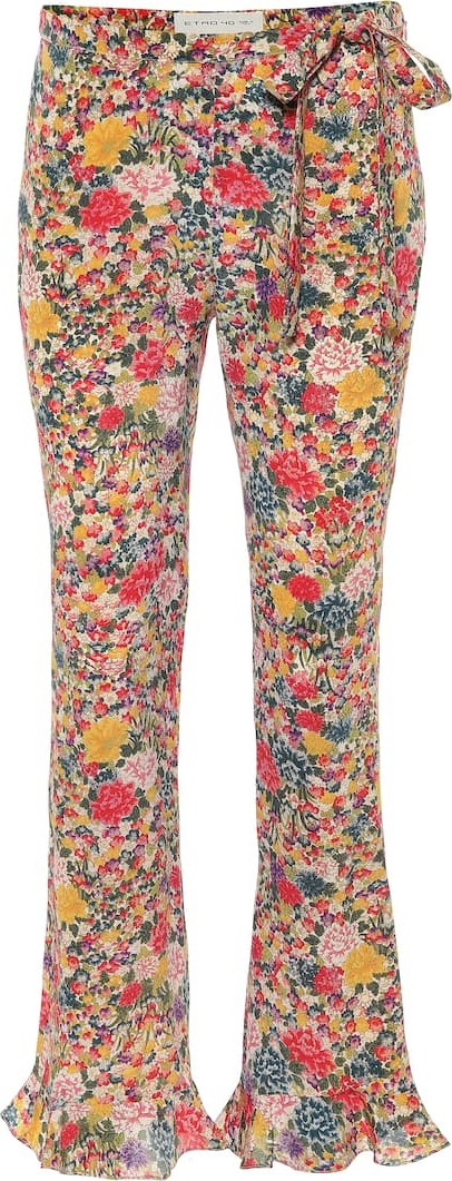 Etro Mid-rise flared printed silk pants