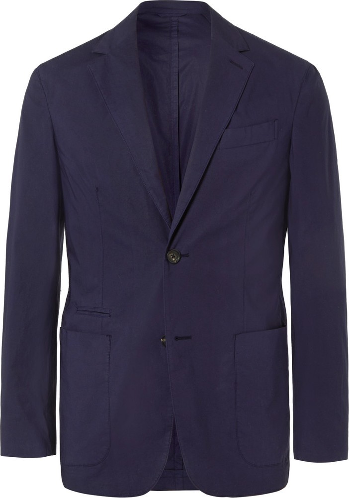 Ermenegildo Zegna Navy Slim-Fit Unstructured Garment-Dyed Stretch-Cotton Blazer