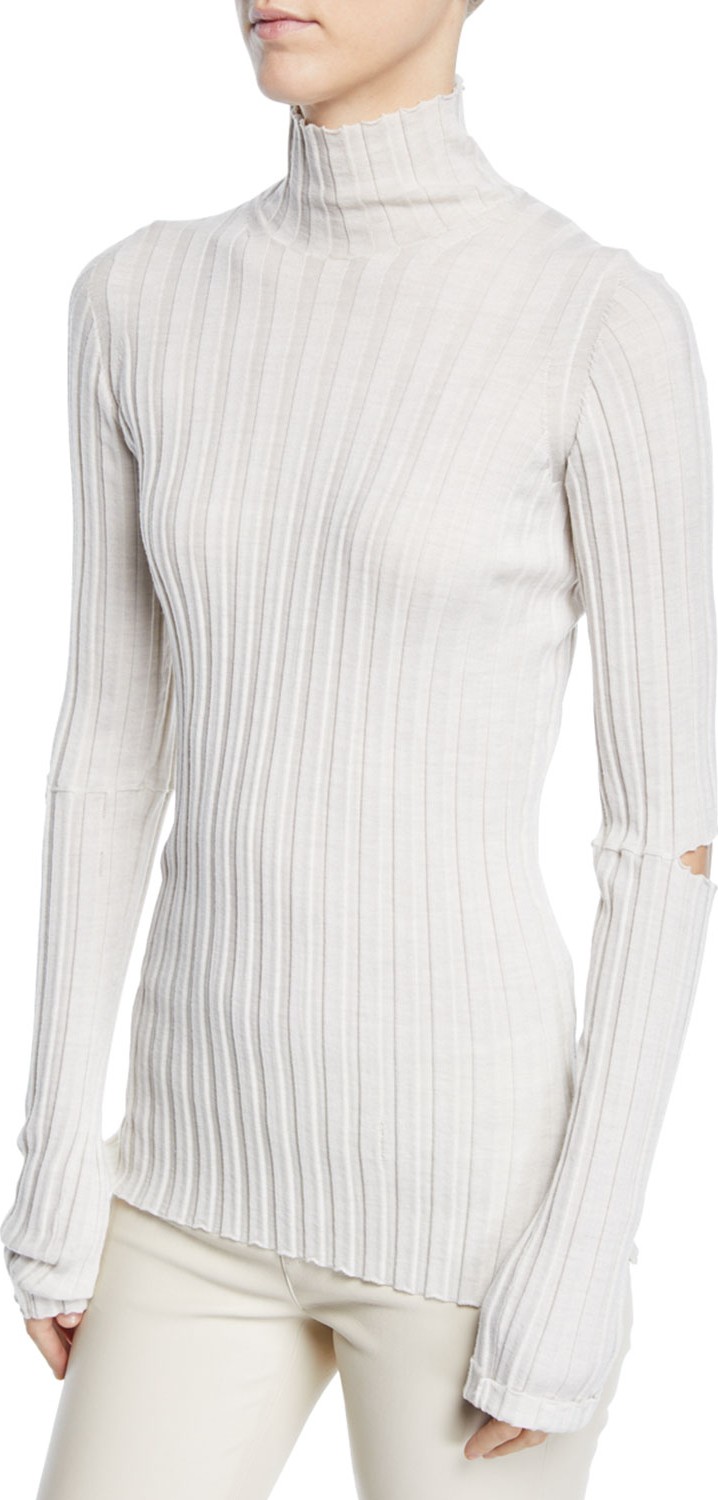 Helmut Lang Slash Elbows Rib Turtleneck Sweater