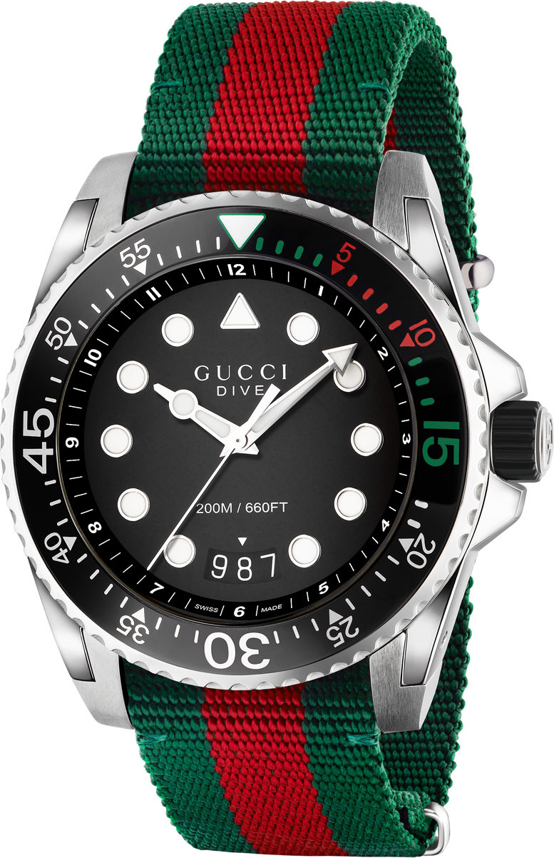 Gucci 45mm Gucci Dive Watch w/ Nylon Web Strap
