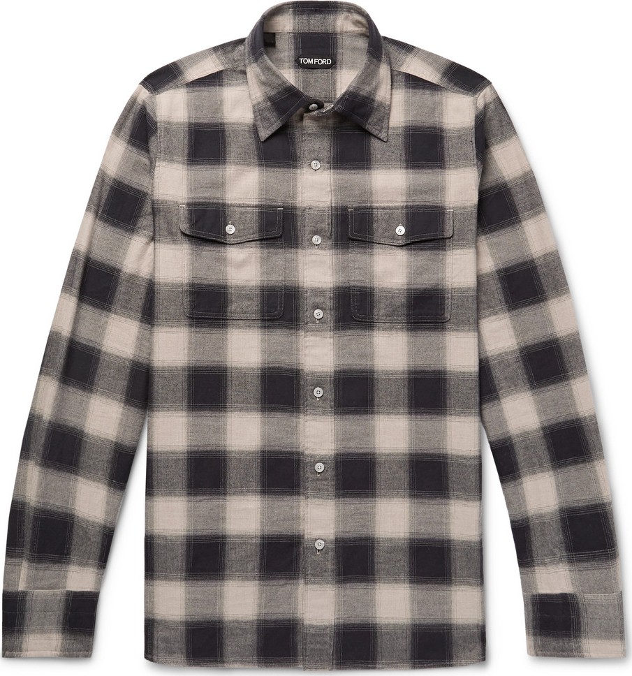 TOM FORD Buffalo Check Cotton-Flannel Shirt TOM FORD Buffalo Check Cotton-Flannel Shirt