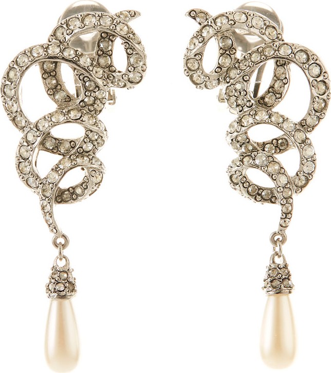 Oscar De La Renta Crystal Pave Swirl Drop Earrings