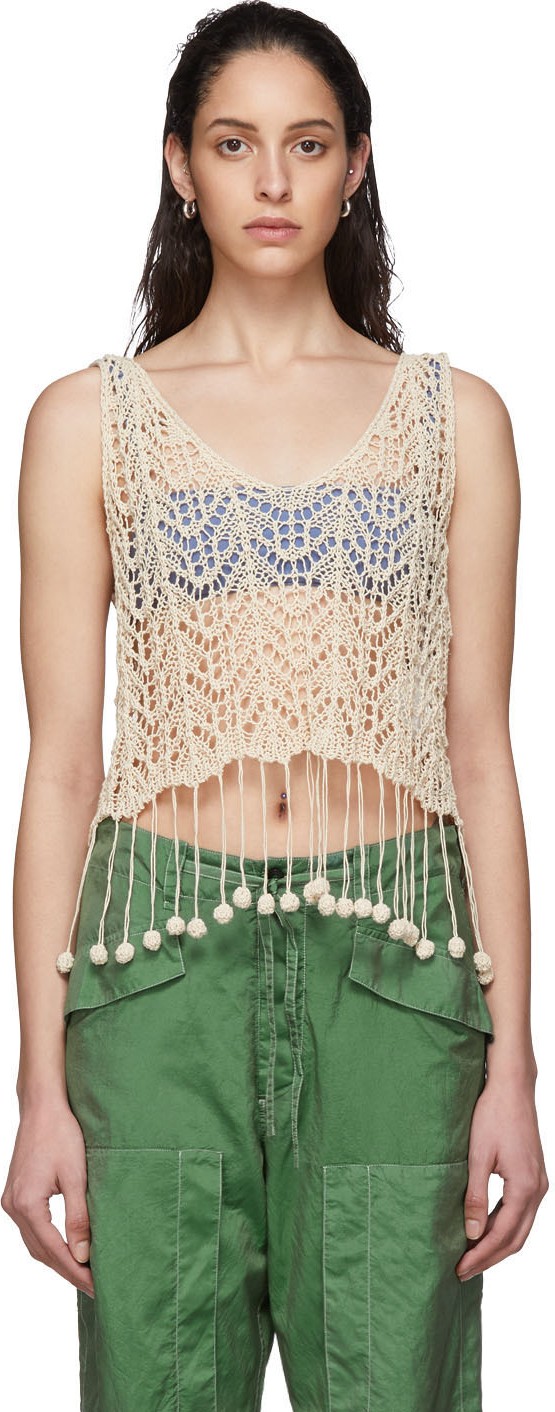Jil Sander Off-White Crochet Tank Top