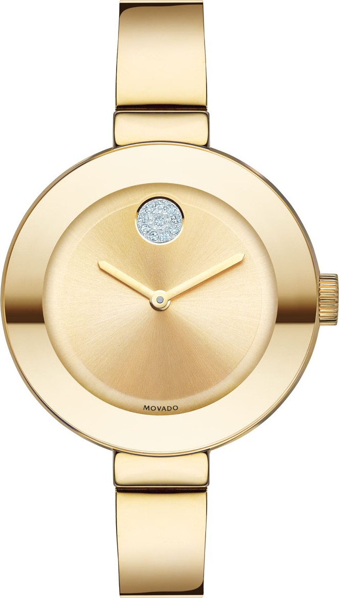 Movado 34mm BOLD Crystal Bangle Watch, Golden