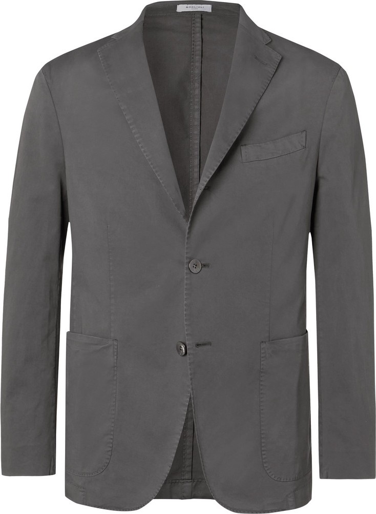 Boglioli Grey K-Jacket Slim-Fit Unstructured Cotton-Blend Twill Suit Jacket