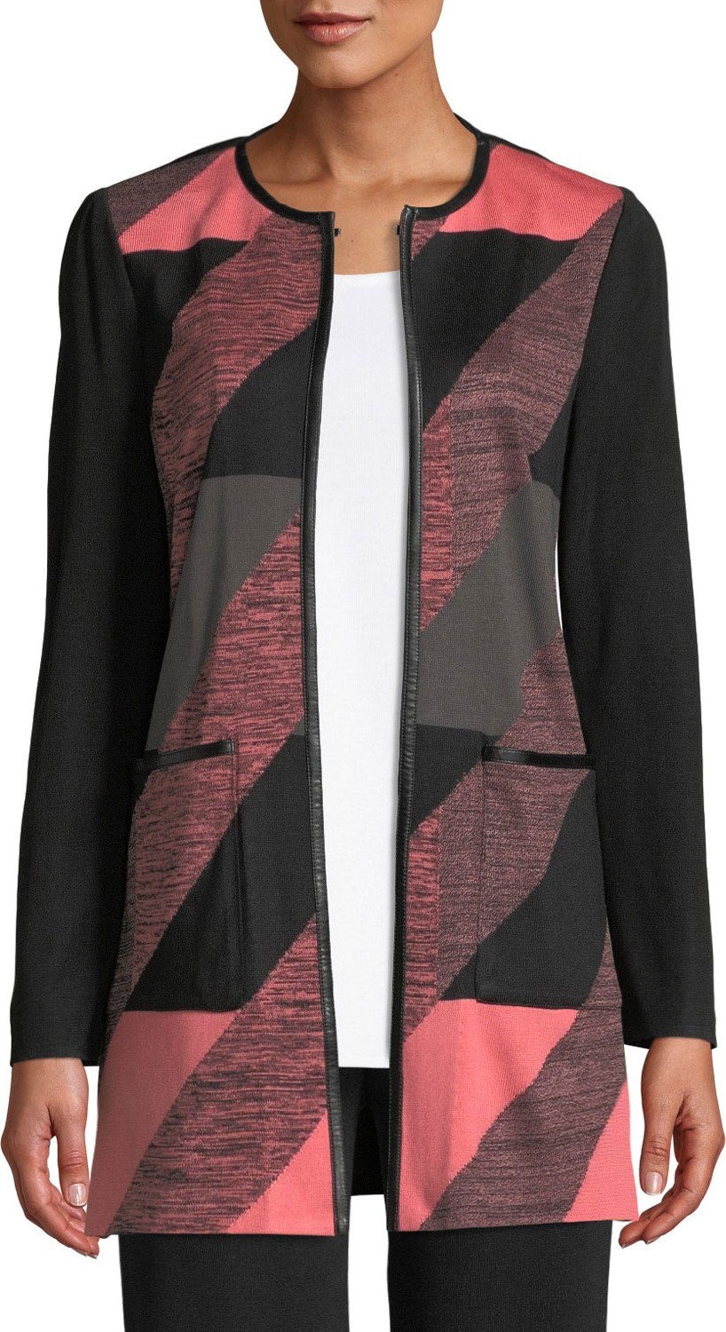 Misook Colorblock Knit Topper Jacket