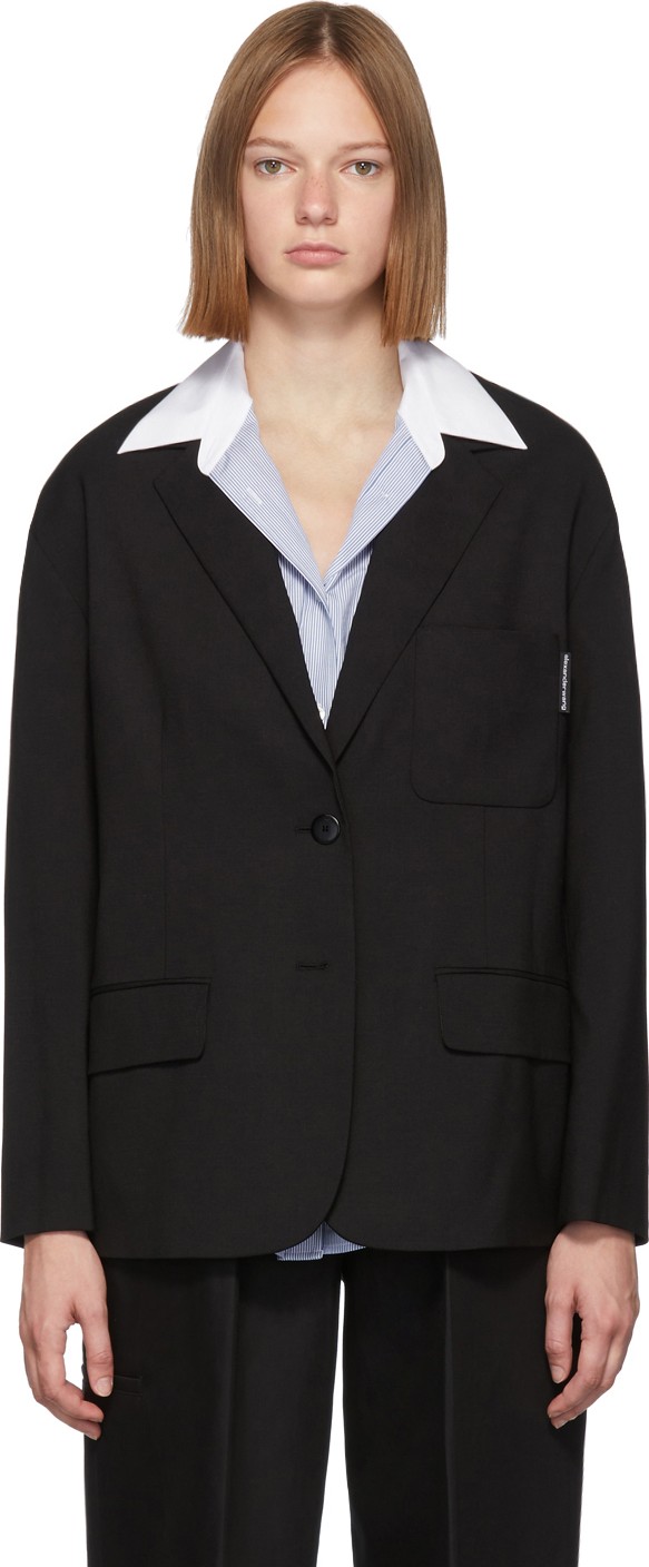 Alexander Wang Black Integrated Shirt Blazer