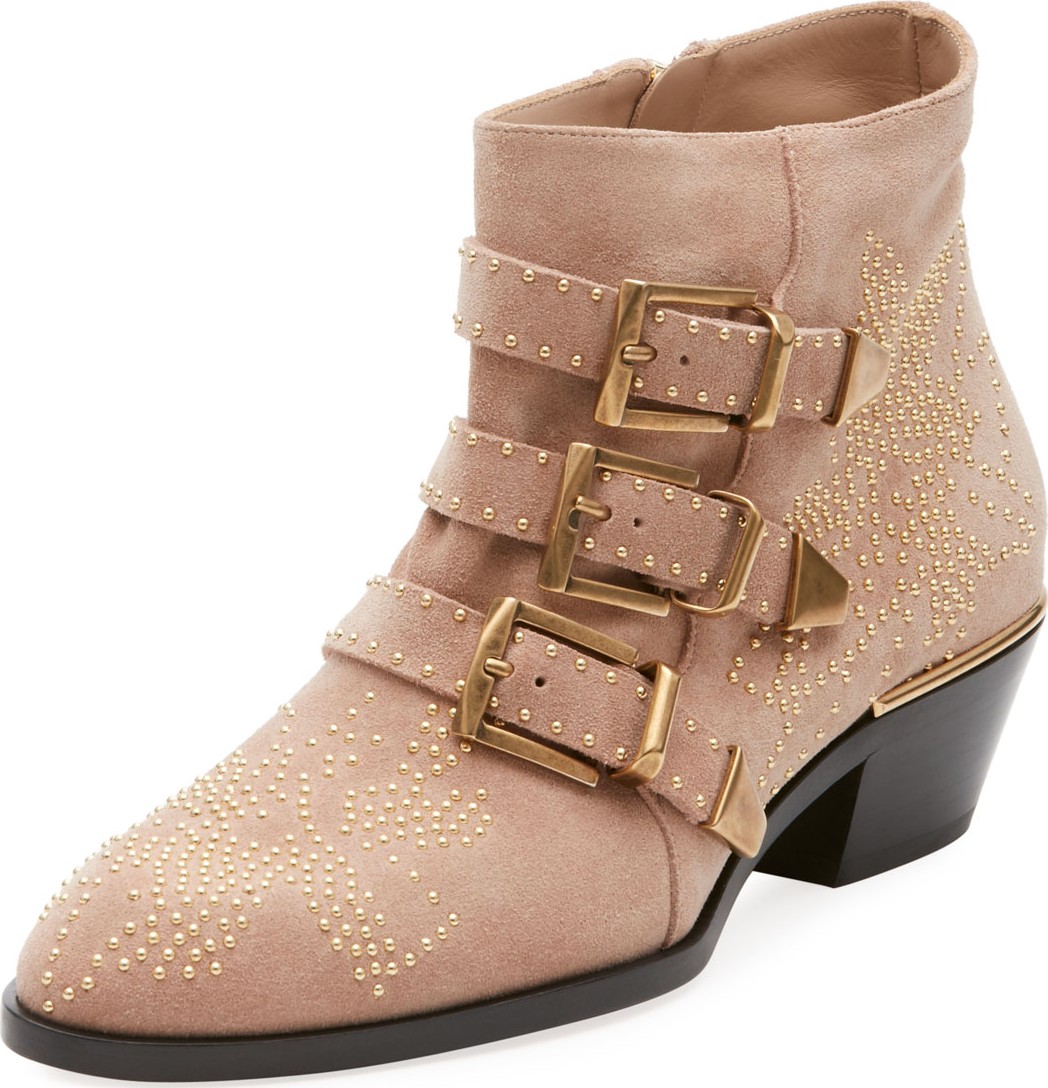 Chloe Suzanna Studded Suede Buckle Bootie