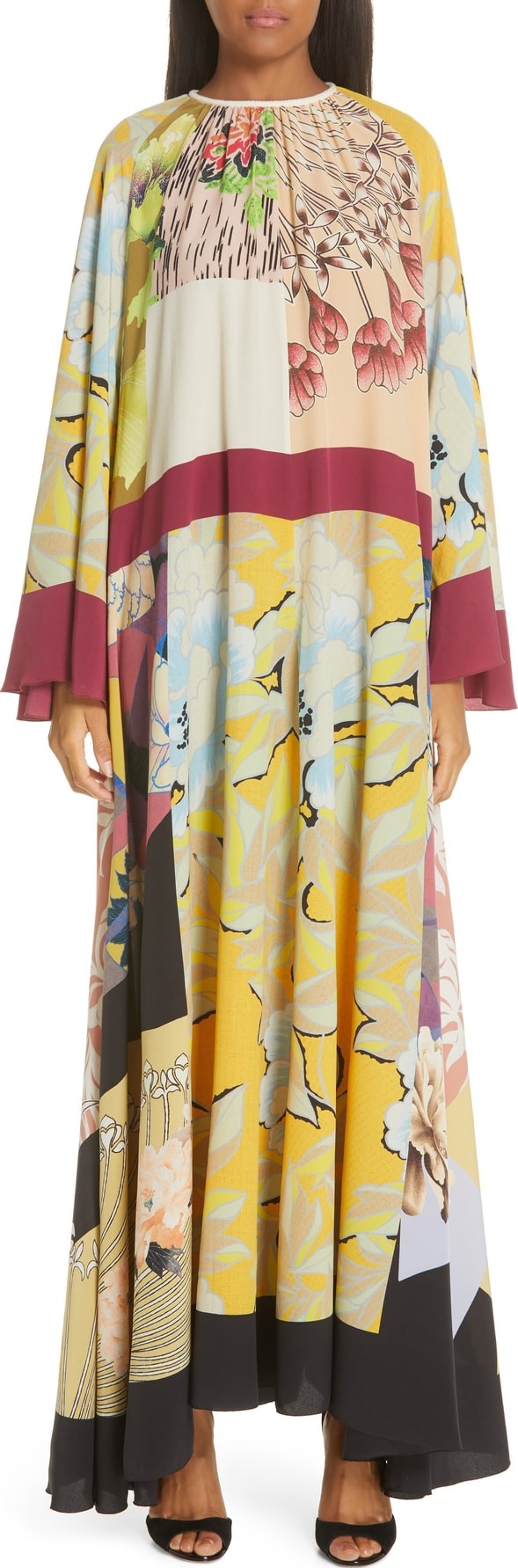 Etro Belted Print Silk Maxi Dress