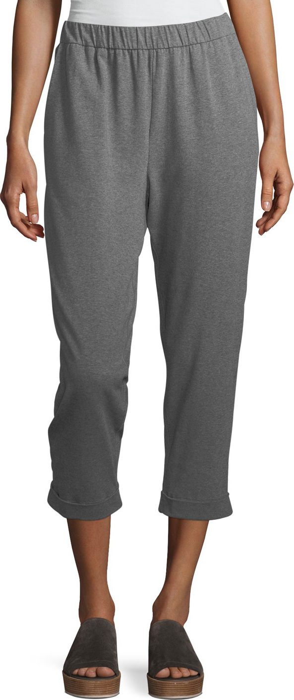 Eileen Fisher Heathered Stretch Jersey Slouchy Cropped Pants