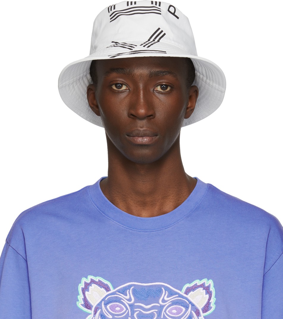 KENZO White Sport Logo Bucket Hat