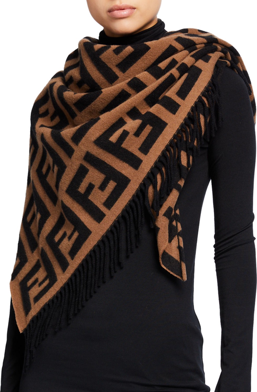 Fendi FF Triangle Fringe Scarf